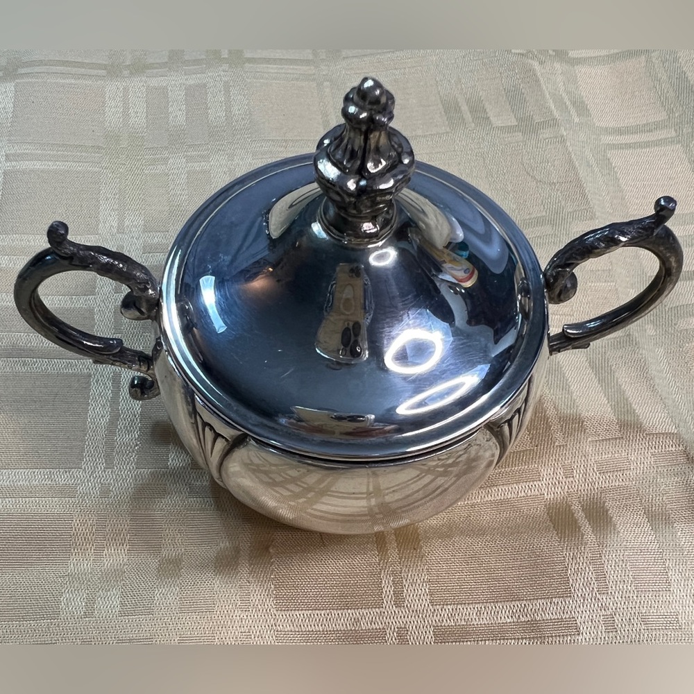 P&S Sugar Bowl W/lid Silver Plated On Copper VTG